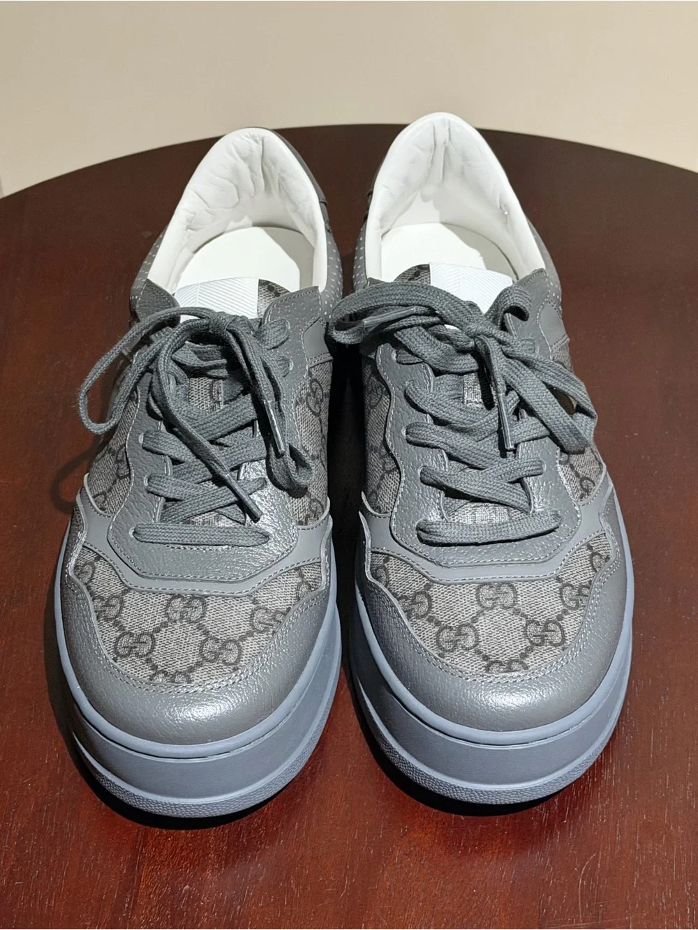 Gucci Gray GG Monogram Low-Top Sneakers